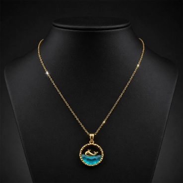 Gold Dolphin Ocean Pendant Necklace
